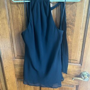 Blue Asymmetrical Cut Out Tank Top